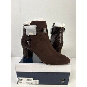 Karen Scott Women's Ivyy Chocolate Snake Print Toe Ankle Boots Shoes Size 9.5M